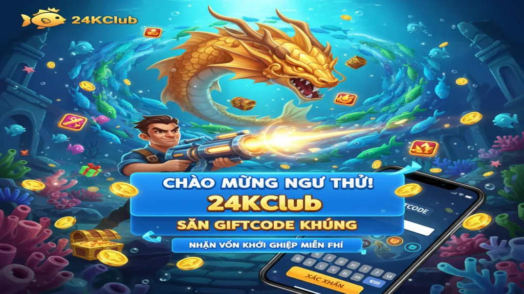 Hướng dẫn nhận Giftcode và ưu đãi chơi Bắn cá 24KClub
