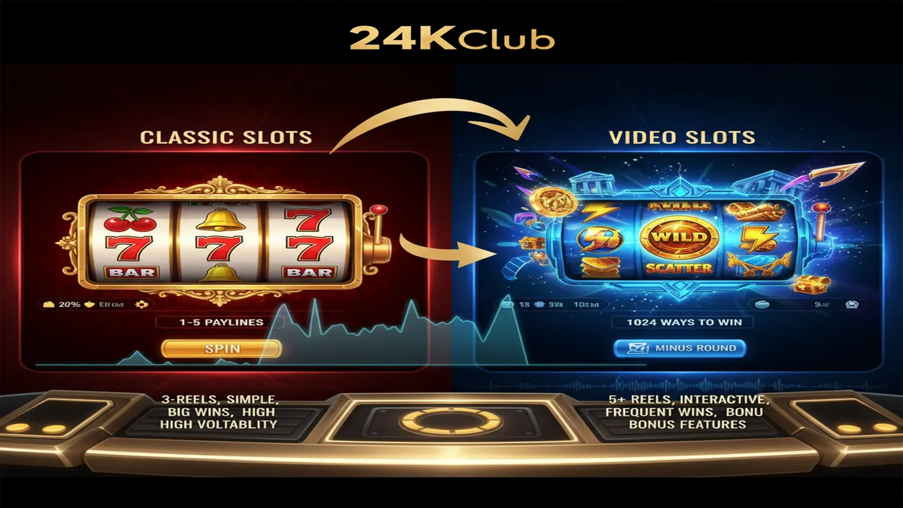 Sự khác biệt giữa Slot cổ điển và Video Slot 24KClub