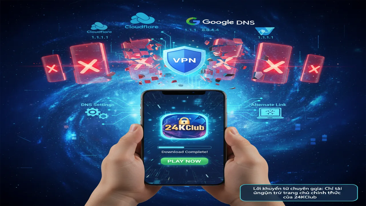Hướng dẫn tải app khi bị nhà mạng chặn 24KClub