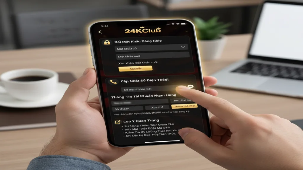 Cách thay đổi thông tin cá nhân và tài khoản 24KClub