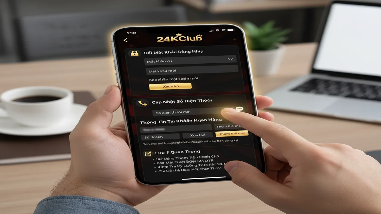 Cách thay đổi thông tin cá nhân và tài khoản 24KClub