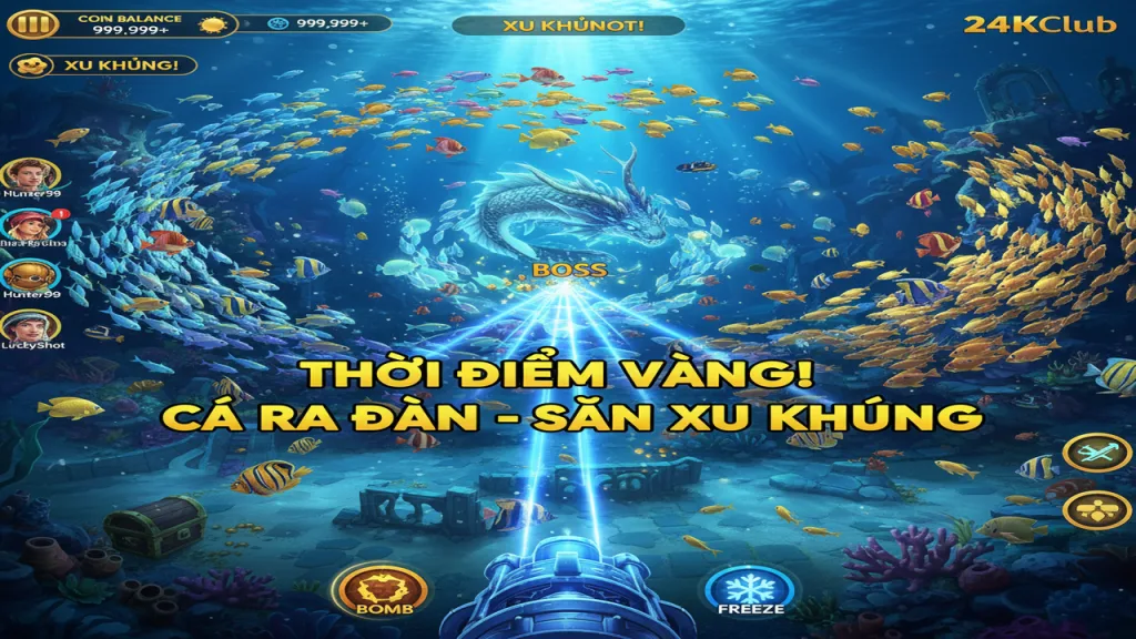 Cách nhận biết thời điểm cá ra nhiều để xả đạn 24KClub